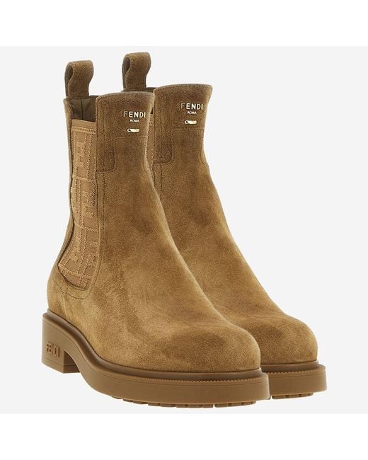 Fendi Brown Suede Leather Ankle Boots