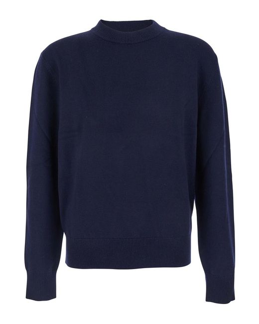 sunflower Blue Crew Neck Sweater With Dropped Shoulder for men