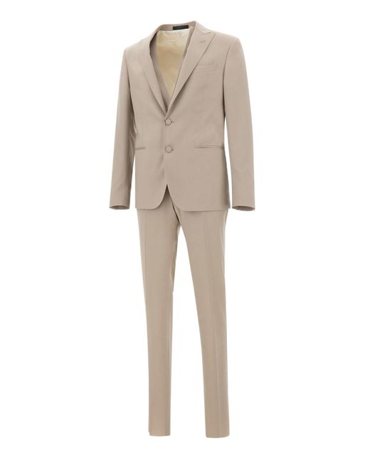 Corneliani Natural Fresh Wool Three-Piece Suit for men