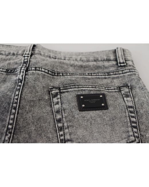 Dolce & Gabbana Gray Slim Fit Wash Stretch Cotton Denim Jeans Clothing for men