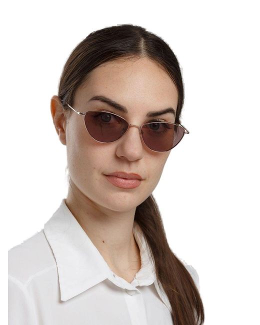 Hickmann Brown Hickmann Hi3232 Oval Metal Frame Sunglasses — Rose