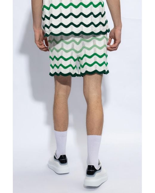 Casablancabrand Green Crochet Shorts for men