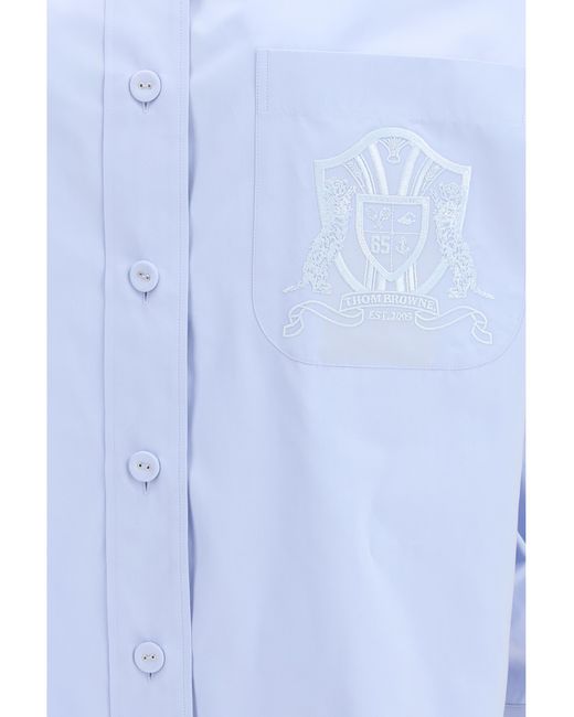 Thom Browne Blue Oversized Cotton Shirt