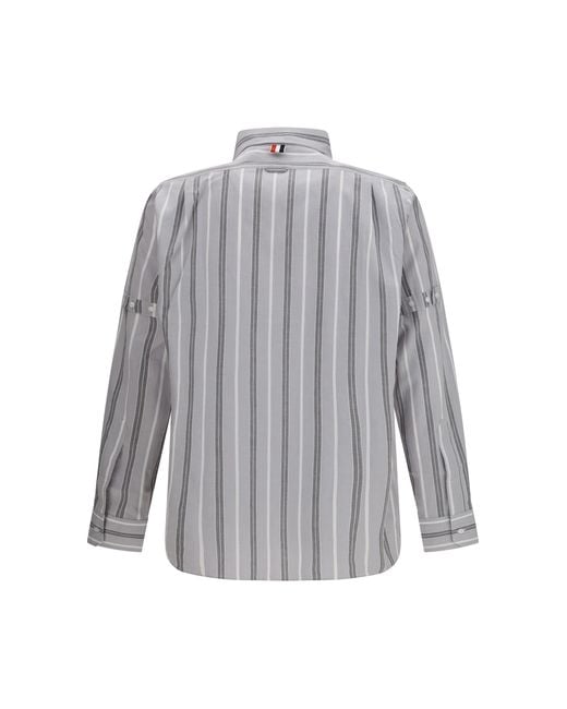 Thom Browne Gray Madras Striped Armband Shirt Cotton for men