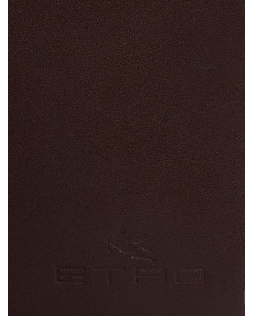 Etro Brown Paisley Jacquard Fabric Bifold Card Holder With Metal Money Clip for men