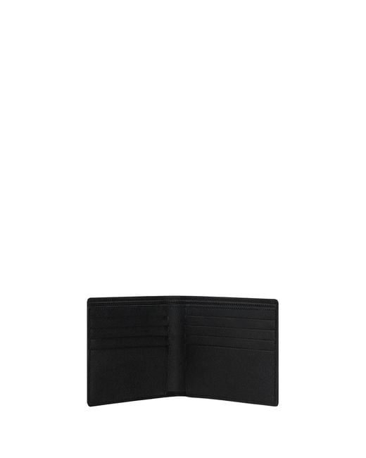 Saint Laurent Black Leather Bi-Fold Wallet With Logo For for men
