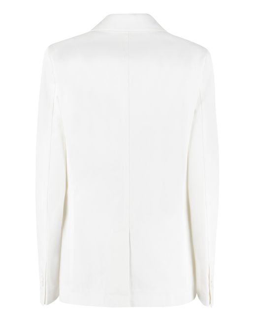 Bottega Veneta White Single-Breasted Cotton Blazer For