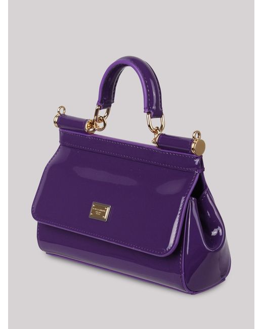 Dolce & Gabbana Purple Small Sicily Patent-leather Bag
