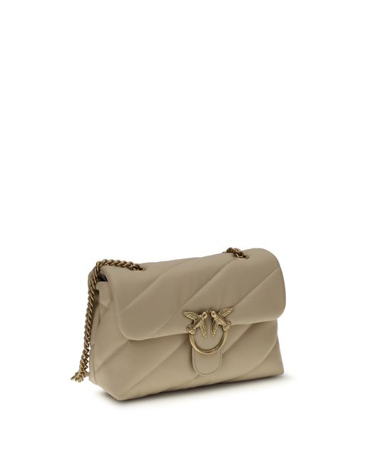 Pinko Natural Love Classic Leather Shoulder Bag Calf Bos Taurus