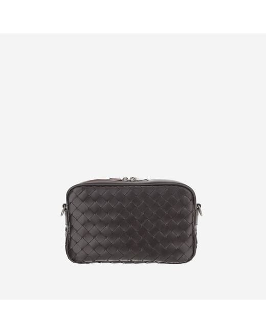 Bottega Veneta Gray Leather Shoulder Bag, Woven Calfskin Bags for men