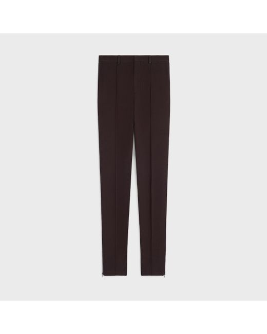 Céline Brown Pantalon Slim En Laine Gabardine Chocolat Trousers