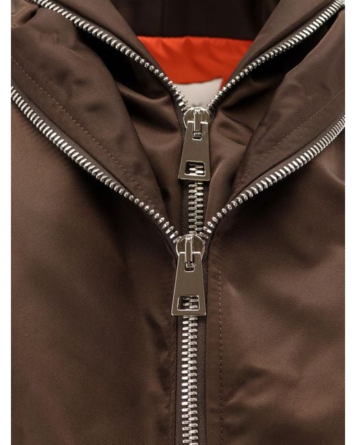Givenchy Brown Nylon Bomber Jacket With Double Zip
