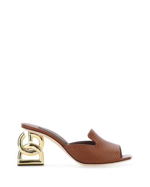 Dolce & Gabbana Brown Leather Mules