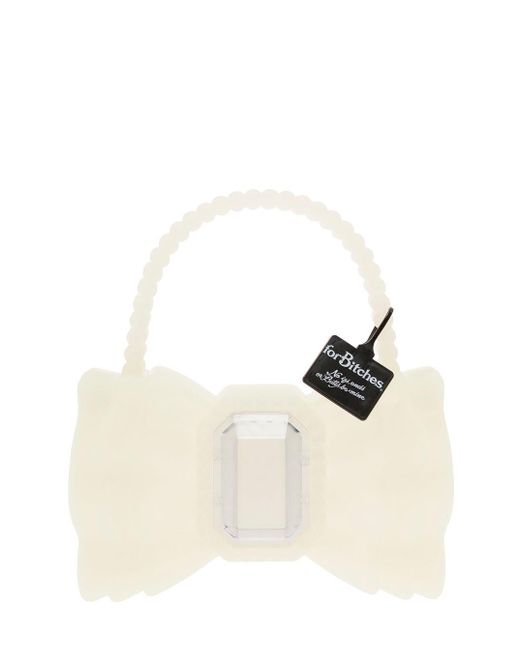 forBitches Natural Matt White Bow Bag In Tpu With Glow In The Dark Effect For Bitches