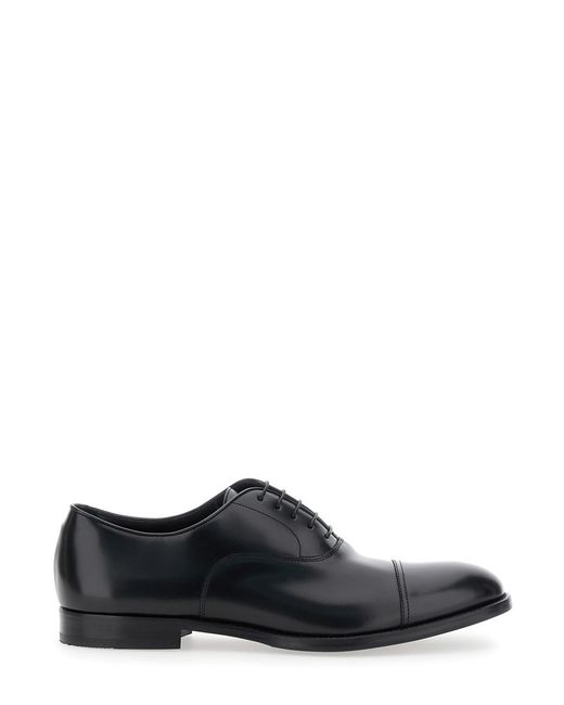 Doucal's White Smooth Leather Five-Hole Oxford Shoes For Calf Lace for men