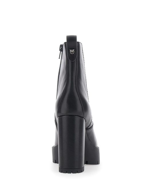 Pinko Black Ankle Boots Clara 01 Calfskin Cow Leather