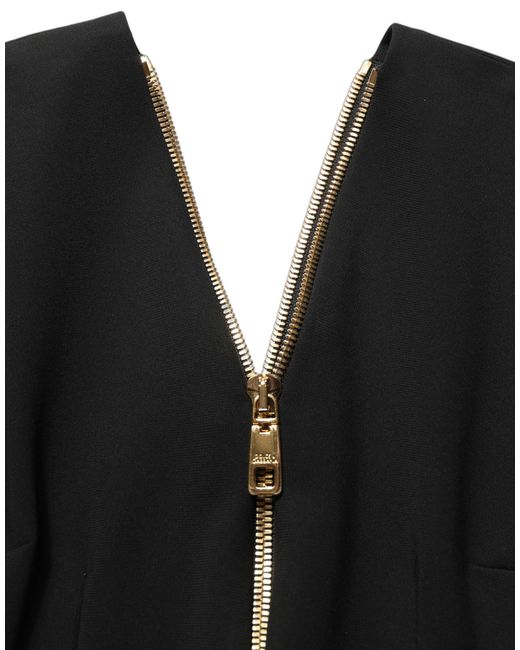 Dolce & Gabbana Black Long Sleeves Front Zipper Midi Dress