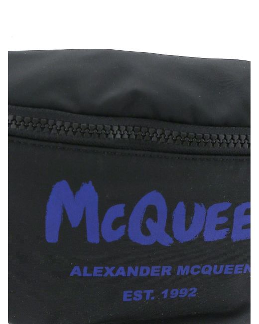 Alexander McQueen Blue Graffiti Belt Bag for men