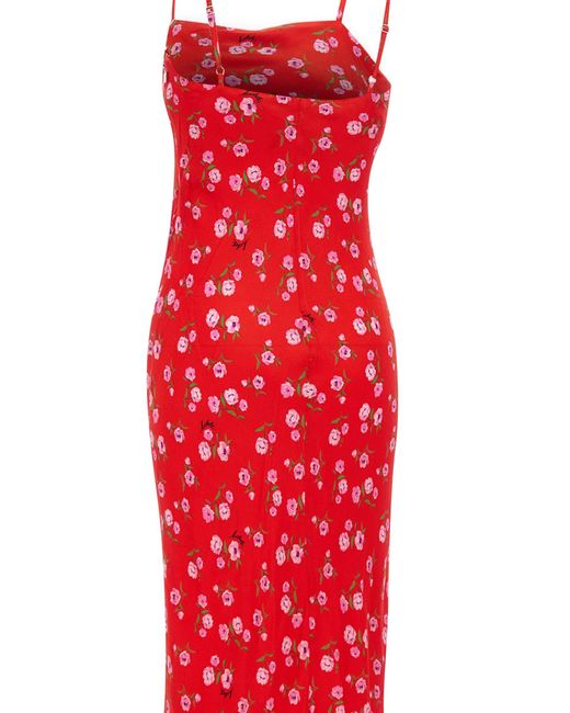 ROTATE BIRGER CHRISTENSEN Red Printed Maxi Viscose Crepe Dress