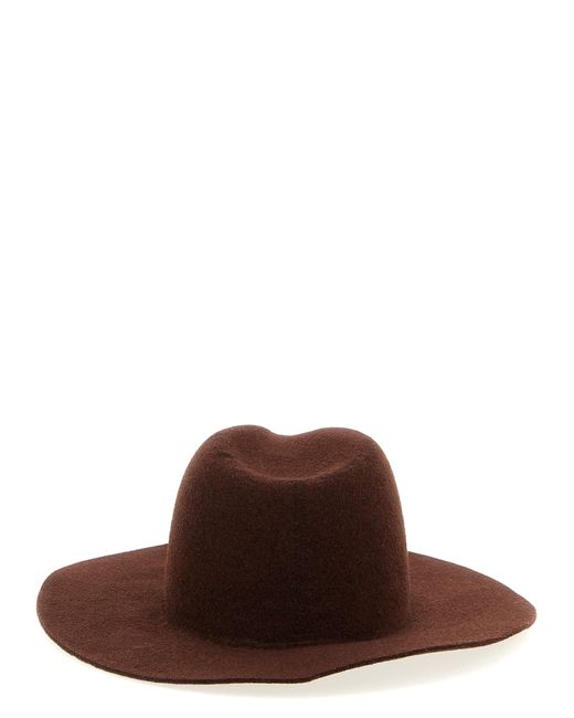 Ruslan Baginskiy Brown 'Monogram-Embellished Fedora' Hat