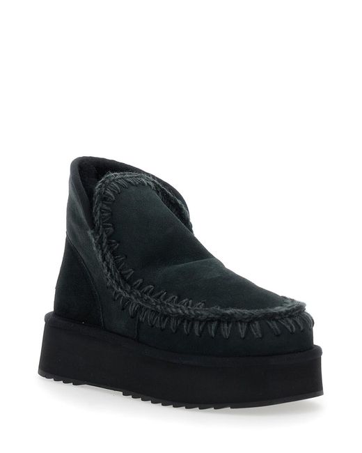 Mou Black Ankle Boots With Braided Detail
