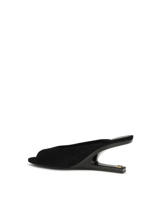 Balmain Black Mules Open-Toe Suede Calf Leather Sandal
