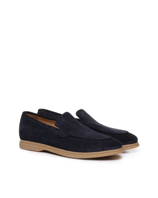 Eleventy Blue Loafers With Suede Logo for men