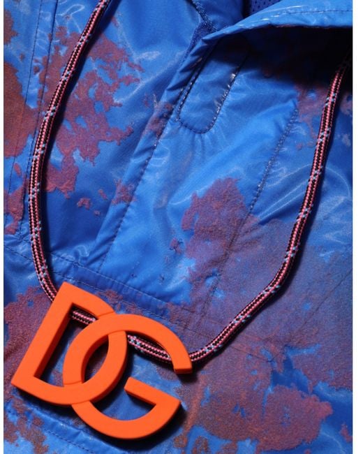 Dolce & Gabbana Blue Tie Dye Logo Hooded Sweatshirt Jacket Clothing for men