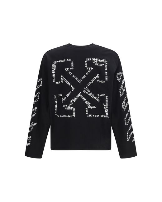 Off-White c/o Virgil Abloh Blue Patterned Long-Sleeve T-Shirt Cotton T-Shirts for men