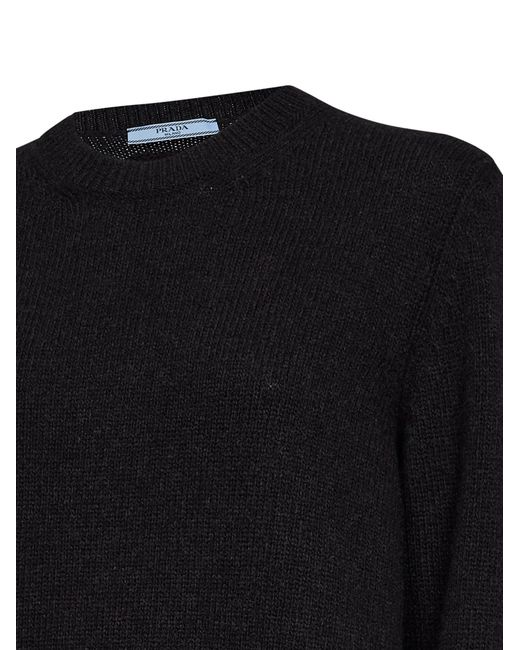 Prada Black Crewneck Cashmere Wool Sweater, Virgin