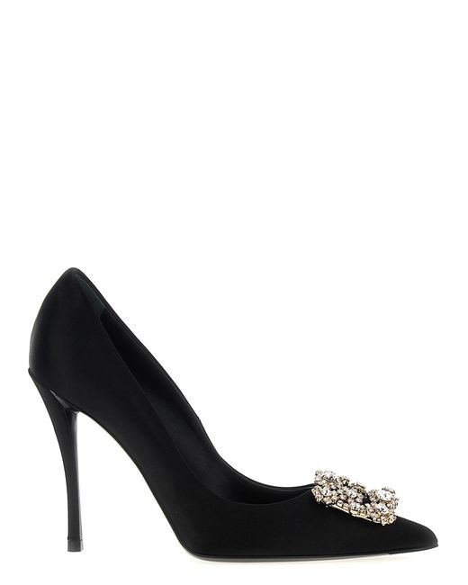 Roger Vivier Black Flower Strass Pumps