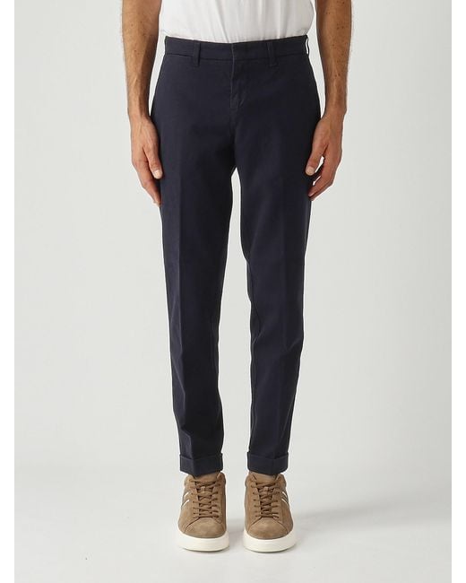 Fay Blue Capri Slim-Fit. Cotone Stretch Armaturato. Tasca America. F.Do 18 Trousers for men