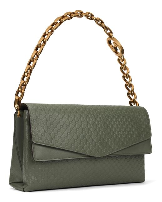 Gucci Green Leather Shoulder Bag Calf Skin Handbags