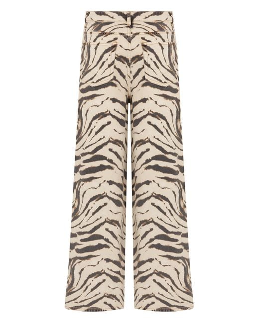 Ganni Multicolor Wide-Leg Printed Jeans Cotton