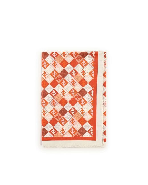 Fendi Red Silk Scarf