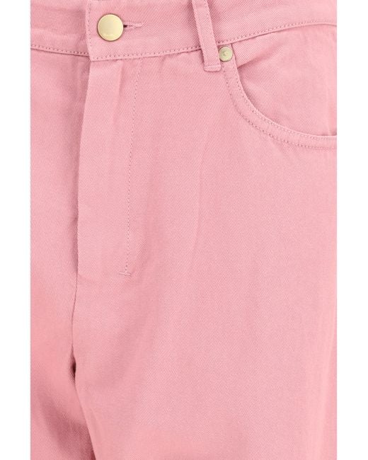 Max Mara Pink Cotton And Linen Pants Cotton