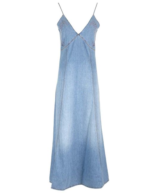 Chloé Blue Denim Effect Midi Dress