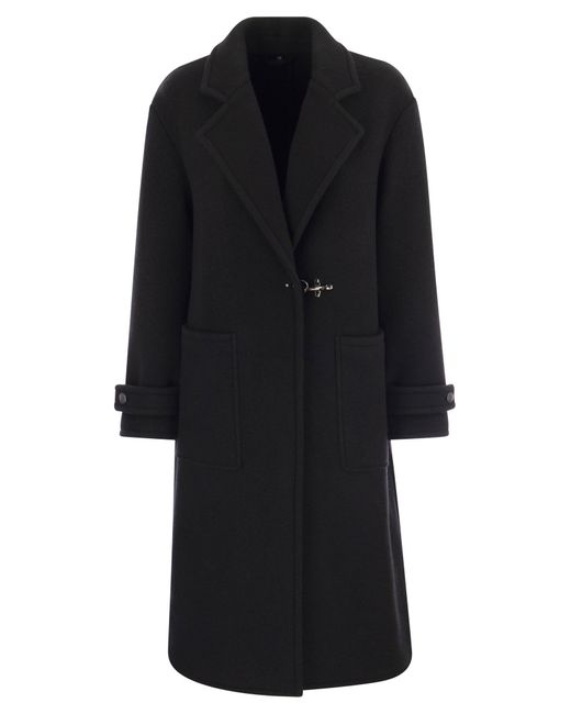 Fay Black Wool Coat With Hook