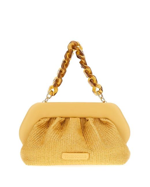 THEMOIRÈ Metallic Ochre Vegan Leather And Raffia Big Gea Handbag