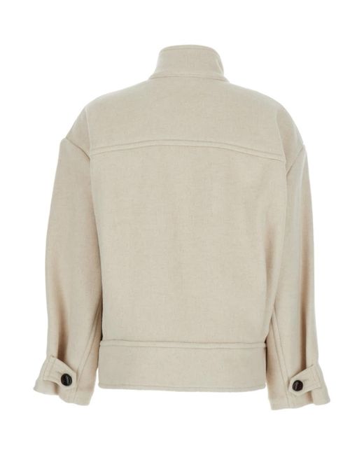 Isabel Marant Natural 'Hanis' Jacket With Stand-Up Collar And Dropped Sh