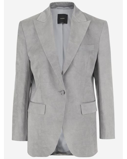 Pinko Gray Blazer Viscose Blend Jacket