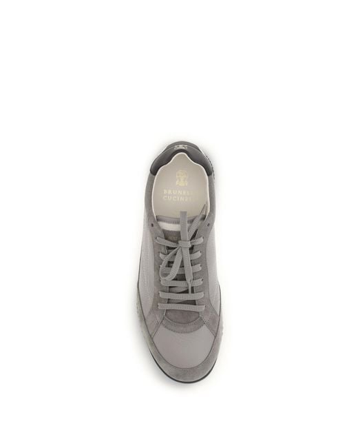 Brunello Cucinelli White Deer And Suede Sneakers for men