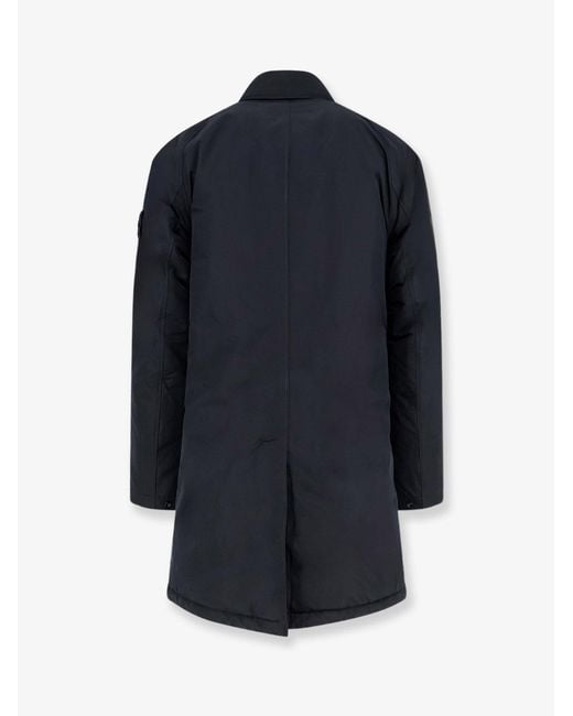 Stone Island Blue Micro Reps Padded Long Jacket for men