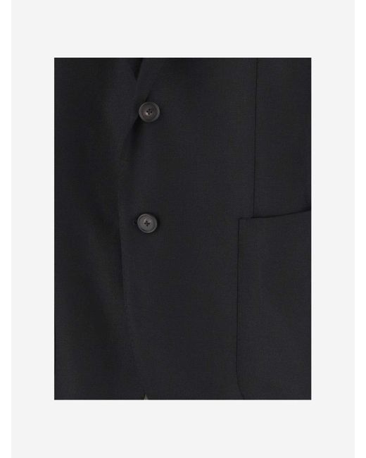 Tagliatore Black Stretch Wool Single-Breasted Jacket for men