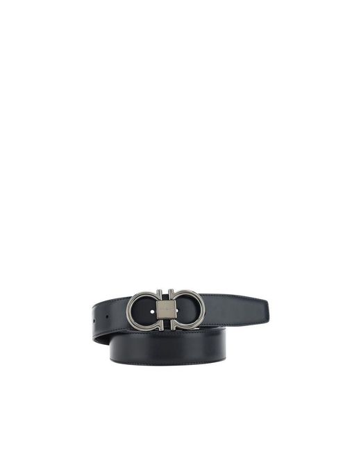 Ferragamo Multicolor Black Calf Leather Bos Taurus Regular Belt for men