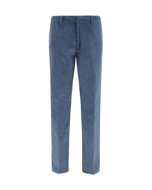 Etro Blue Roma Stretch Cotton Corduroy Pants Cotton; Elastane for men
