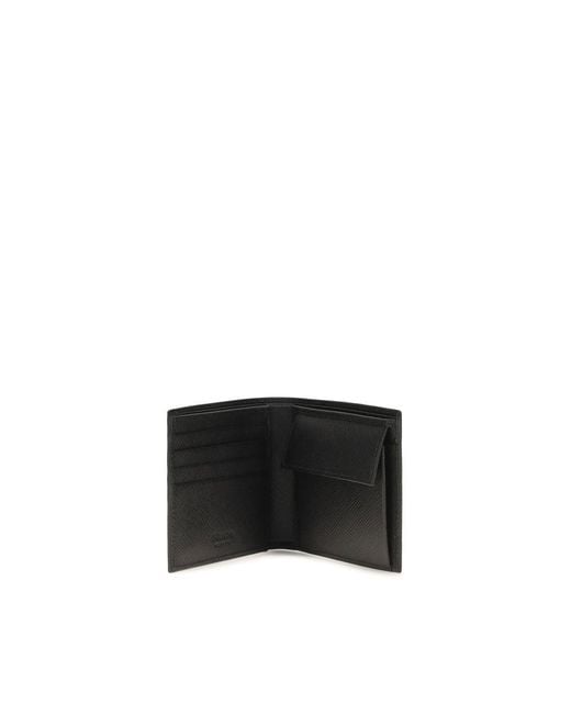 Prada Black Calf Leather Bos Taurus Wallet for men