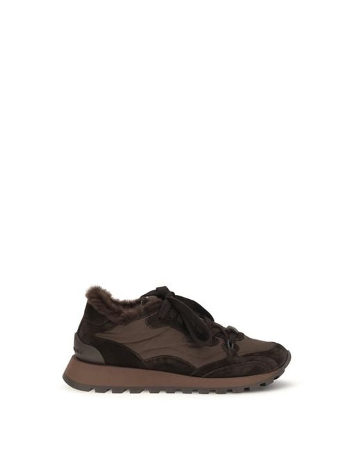 Brunello Cucinelli Black Calf Leather Sneakers Trainers