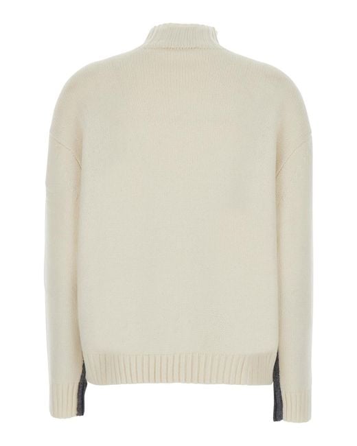 Semicouture Gray Winnie Two-Tone Cashmere Blend Sweater Wool Tops