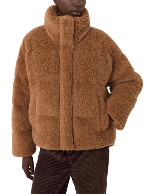 Weekend by Maxmara Brown Cropped Wool Down Jacket Camel